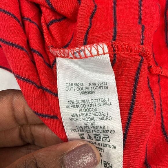 Splendid Off The Shoulder Top Striped Short Sleeve Stretch Casual Shirt Size XS - Picture 9 of 11